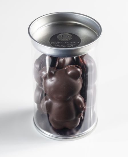 Boîte 4 mini-ours en guimauve - chocolat noir